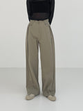 Reverse Pintuck Cotton Wide Pants