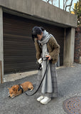 CHECK LONG SLIT WOOL SK