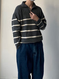 Stripe Half Zip-Up Knit
