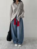 202 Back Pocket Balloon Fit Wide Denim Pants