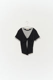 (W) Tie Linen Layered Top