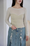 Eyelet string denim skirt