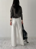 [Shawl SET] Striped Round Knit Cardigan