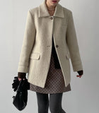 [wool95%] Sander Collar Wool Half Coat
