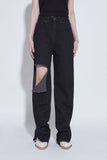 damage hole black jeans