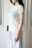 Rib lace knit top