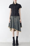 Reneck denim unbalance skirt