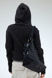 PRTN)Mix ribbed knit hood zip-up