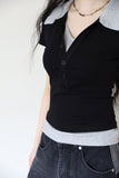 Heli color matching collar short sleeve tee