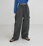 [premium] Stopper Rivet Nylon Wide Pants