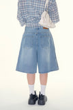 Side fold bermuda denim pants