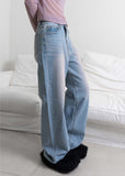 PINK WASHING WIDE DENIM PT