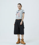 FLAG APPLIQUE RINGER CROP TEE