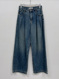 [Belt SET FW] Stern Pintuck Wide Denim Pants