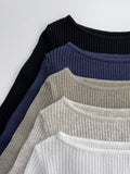 Ribbed Bamboo Boat Neck Knit T-shirt