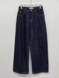 [Belt SET FW] Stern Pintuck Wide Denim Pants