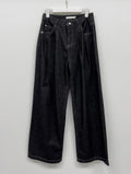 [Belt SET FW] Stern Pintuck Wide Denim Pants