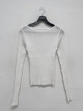 Ribbed Bamboo Boat Neck Knit T-shirt
