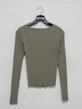 Ribbed Bamboo Boat Neck Knit T-shirt