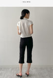 Pleated Tie-neck Short Sleeve T-shirt