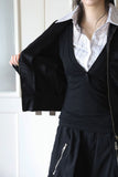 Mono shirring zip-up jumper