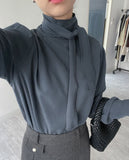 Orb High Neck Tie Blouse
