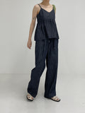 [non-fade] Selvedge Banding Wide Pants