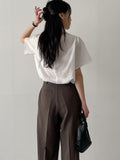 Pleated Tie Short Sleeve Blouse