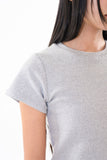 1+1) Brushed basic crop t-shirt