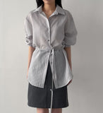 Rollin Belted Loose-Fit Long Blouse