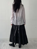 Pleated Strap Loose Fit Blouse