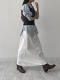 Basic Stopper Denim Long Skirt