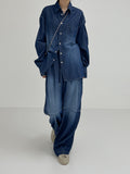 [Long sleeve ver.] Snap washing overfit denim shirt