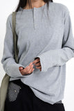 Waffle Henley neck long sleeve