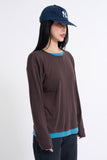 Henley neck layered long sleeves