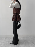 Frilled Suede Bustier