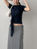 Mono Wrap See-through Short Sleeve T-shirt