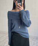Boucle Off-Shoulder Knit