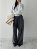 Velour Strap Banding Wide Pants