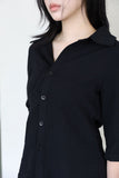 Black Three Quarter Back Buckle Shirt Top