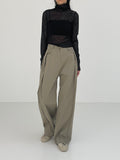 Reverse Pintuck Cotton Wide Pants