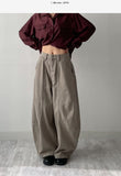 Curved Balloon Wide Denim Pants