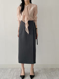 Ruffle Tencel See-through Blouse