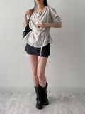 Drape Color Matching Loose Fit Blouse