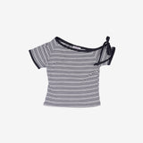 Mizu off-shoulder stripe T-shirt