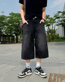 Leewoo denim bermuda pants