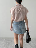 340 Curved Mini Denim Skirt