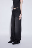 black washing wide jeans