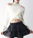 Merel Half-Neck Halter Off-Shoulder Knit Set