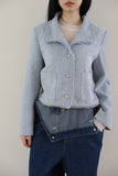 High Neck Fringe Tweed Jacket